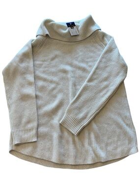 NWT Tahari Cream Ribbed Cowl Neck Sweater L